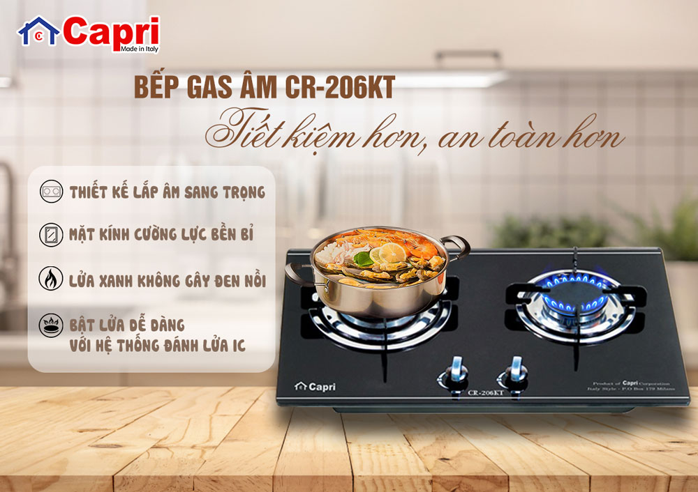Bếp gas âm hiện đại có nhiều ưu điểm vượt trội